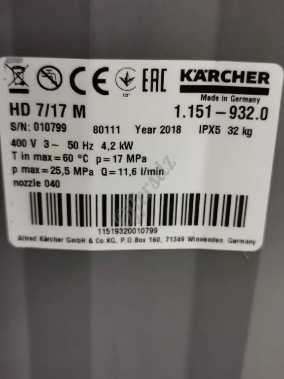 KARCHER HD 7/17 M 380V 170BAR✨